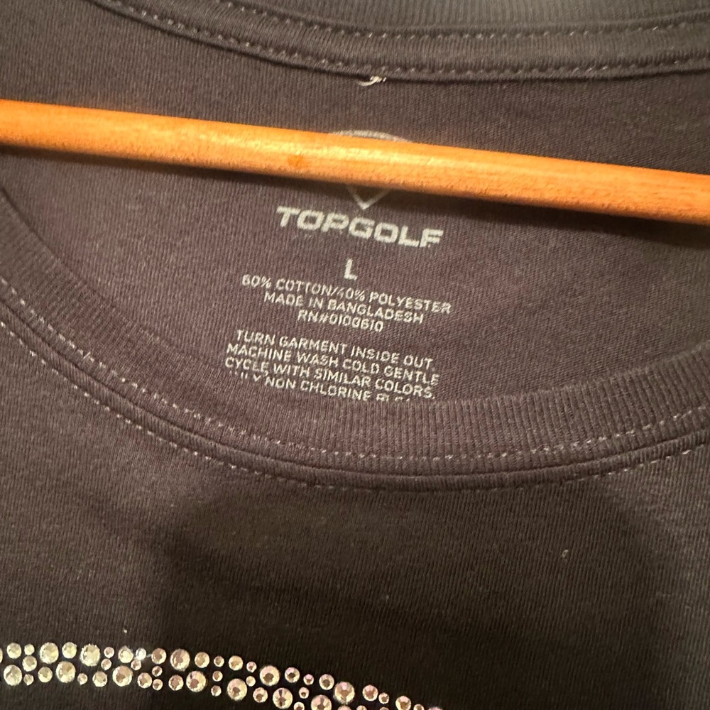 Top Golf Miami Women’s Large Black Tshirt. Rhinestone Detail. Beautiful Bling! View 3